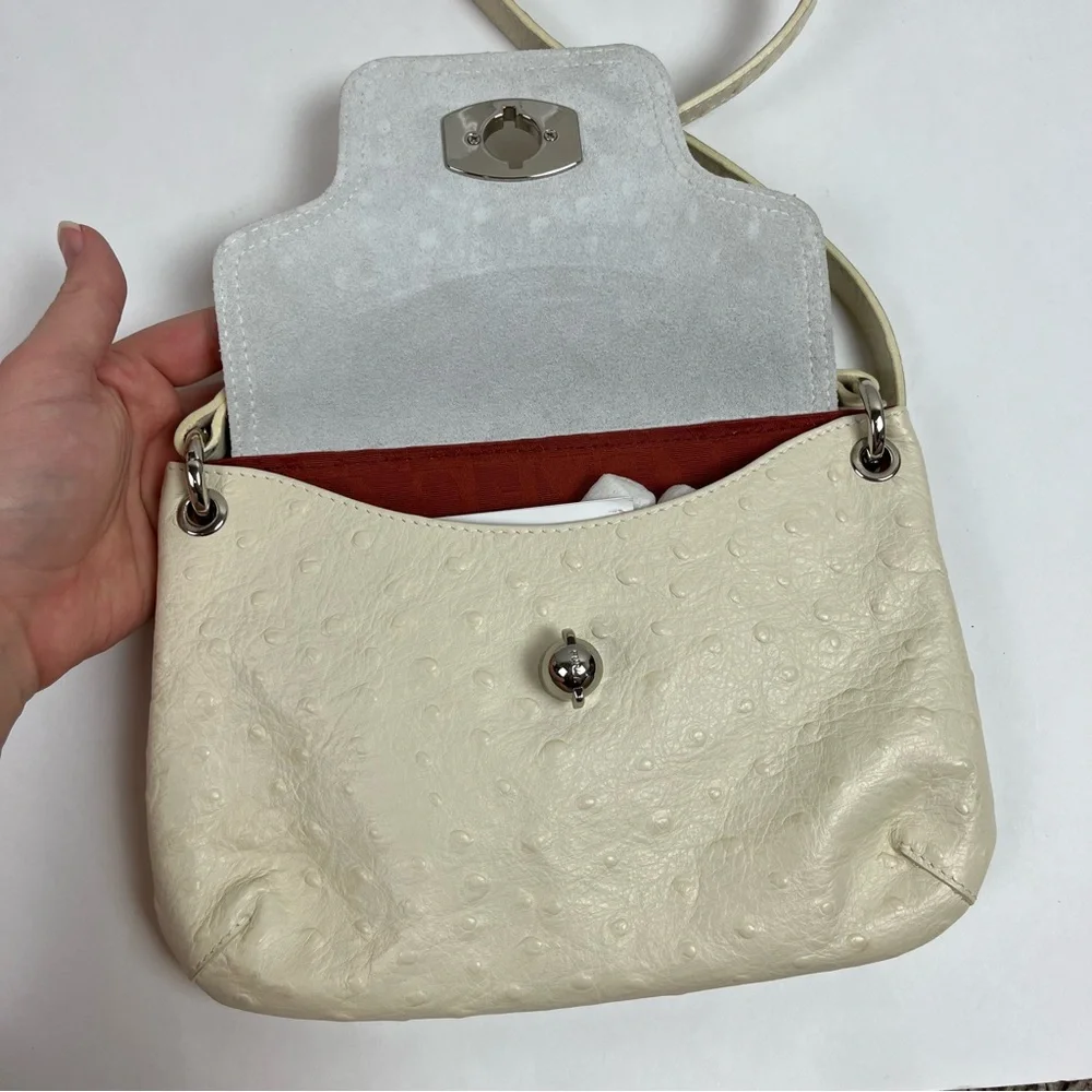 FURLA Bag Ostrich 3 Way Leather Clutch Crossbody